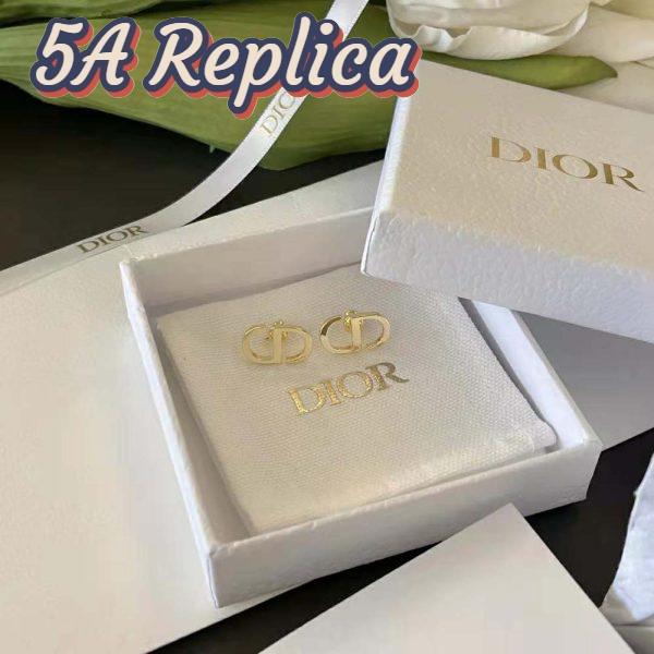 Replica Dior Women Petit CD Studs Earrings Gold-Finish Metal 3