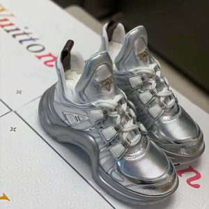 Replica Louis Vuitton LV Women LV Archlight Sneaker in Leather and Technical Fabrics-Silver 2