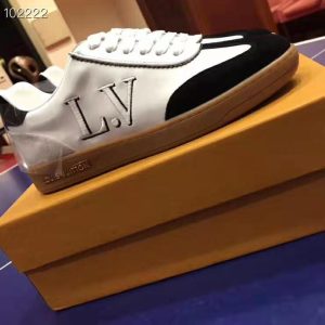 Replica Louis Vuitton LV Women LV Frontrow Sneaker in Calf Leather and Suede Calf Leather-Black 2