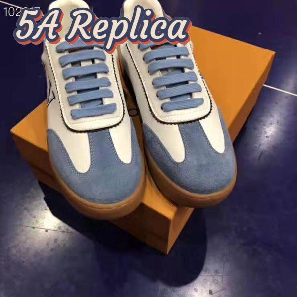 Replica Louis Vuitton LV Women LV Frontrow Sneaker in Calf Leather and Suede Calf Leather-Blue 6