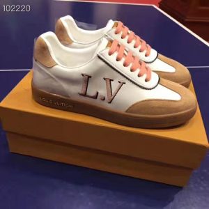 Replica Louis Vuitton LV Women LV Frontrow Sneaker in Calf Leather and Suede Calf Leather-Pink 2