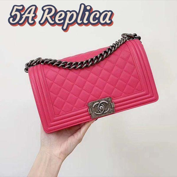Replica Chanel Women Leboy Flap Bag with Chain in Calfskin Leather-Rose 3