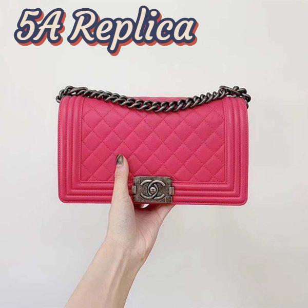 Replica Chanel Women Leboy Flap Bag with Chain in Calfskin Leather-Rose 4