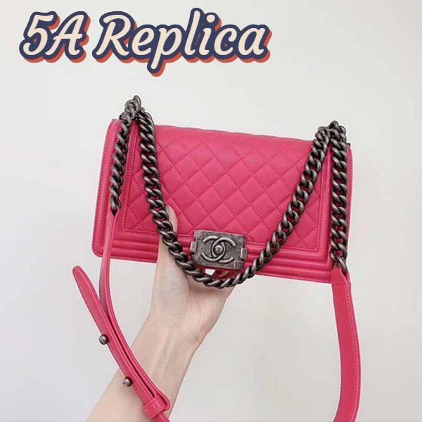 Replica Chanel Women Leboy Flap Bag with Chain in Calfskin Leather-Rose 5
