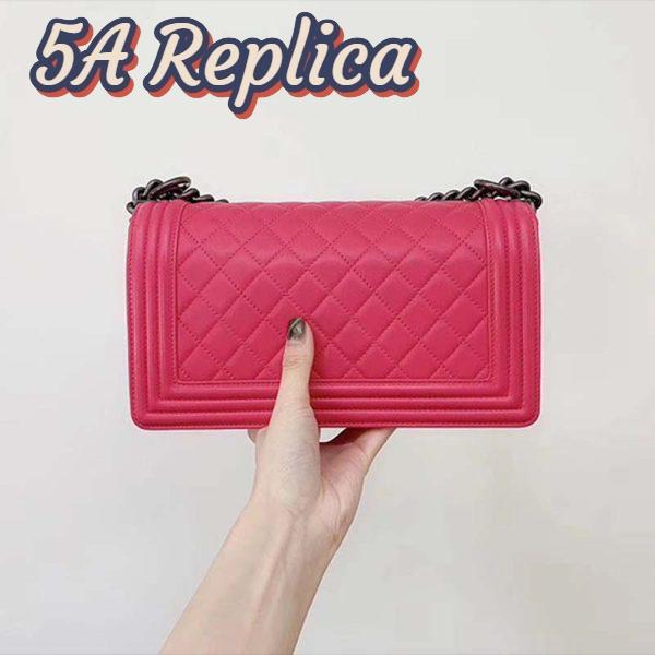 Replica Chanel Women Leboy Flap Bag with Chain in Calfskin Leather-Rose 10