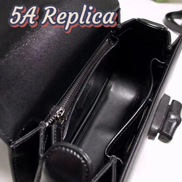 Replica Gucci Women GG Bamboo 1947 Small Top Handle Bag Black Leather Bamboo Hardware 8