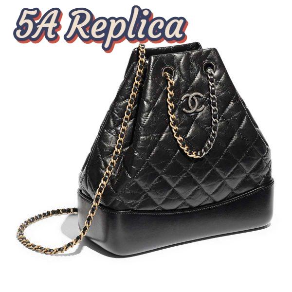 Replica Chanel Gabrielle Backpack in Aged Calfskin Quilted Leather-Black 2