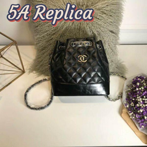 Replica Chanel Gabrielle Backpack in Aged Calfskin Quilted Leather-Black 3
