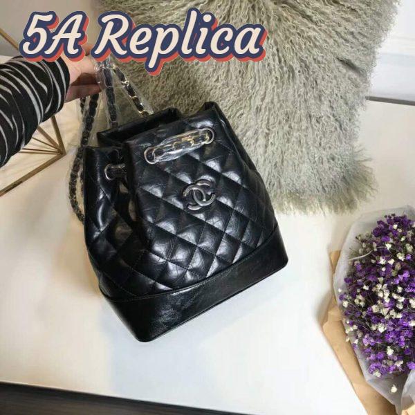 Replica Chanel Gabrielle Backpack in Aged Calfskin Quilted Leather-Black 5