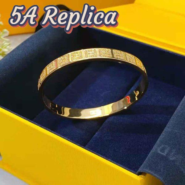 Replica Fendi Women Stiff Narrow-Band FF Bracelet Gold-Colored 4