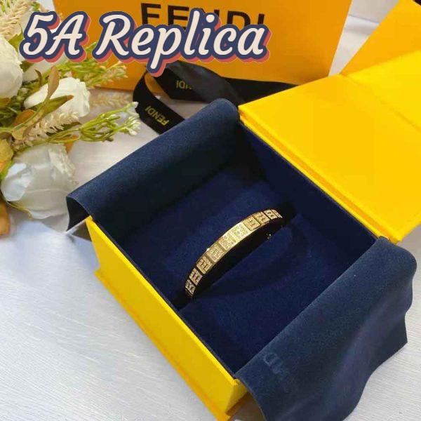 Replica Fendi Women Stiff Narrow-Band FF Bracelet Gold-Colored 5