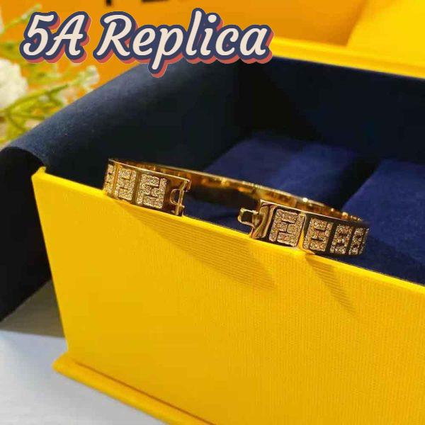 Replica Fendi Women Stiff Narrow-Band FF Bracelet Gold-Colored 6
