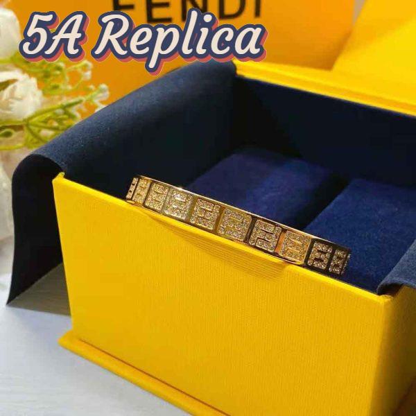 Replica Fendi Women Stiff Narrow-Band FF Bracelet Gold-Colored 7