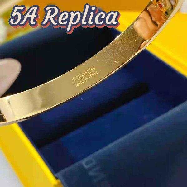Replica Fendi Women Stiff Narrow-Band FF Bracelet Gold-Colored 8