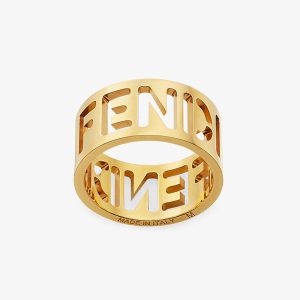 Replica Fendi Women Wide Band Ring with Laser-Cut FENDI Lettering 2