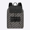 Replica Dior Unisex CD Saddle Backpack Beige Black Dior Oblique Jacquard Grained Calfskin 16