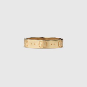 Replica Gucci Women Heart Ring with Gucci Trademark Jewelry Gold 2