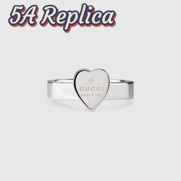 Replica Gucci Women Heart Ring with Gucci Trademark Jewelry Sliver