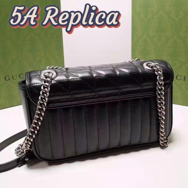 Replica Gucci Women GG Marmont Small Shoulder Bag Black Matelassé Leather Double G 7