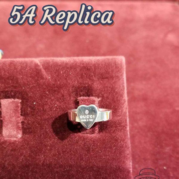 Replica Gucci Women Heart Ring with Gucci Trademark Jewelry Sliver 3