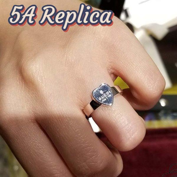 Replica Gucci Women Heart Ring with Gucci Trademark Jewelry Sliver 8