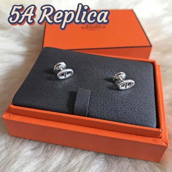 Replica Hermes Women Chaine D’Ancre Earrings Very Small Model Jewelry Silver 3