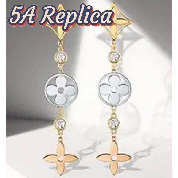 Replica Louis Vuitton Women Idylle Blossom Long Earrings Monogram Flowers 3 Gold Diamonds 5