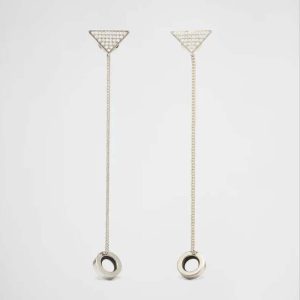 Replica Prada Women Crystal Logo Jewels AirPods Pendant Earrings