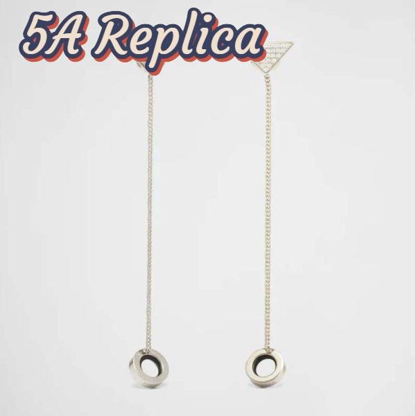 Replica Prada Women Crystal Logo Jewels AirPods Pendant Earrings