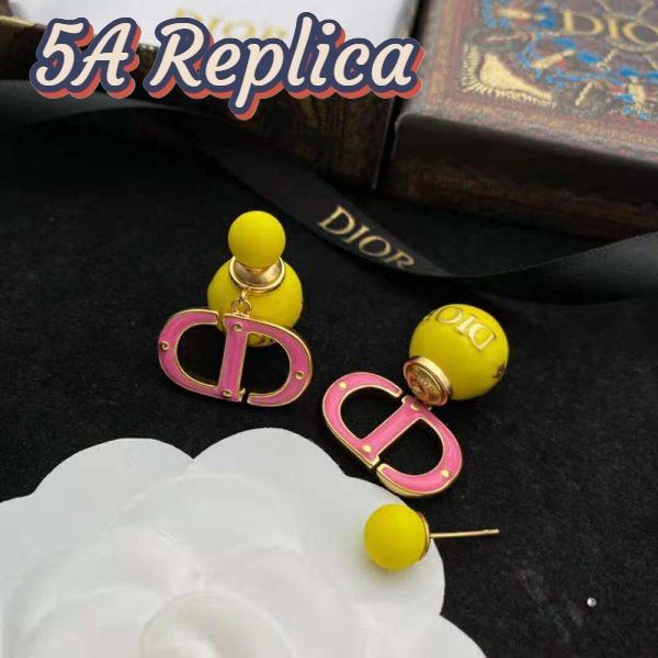 Replica Dior Women Tribales Earring Gold-Finish Metal with Fluorescent Yellow Lacquer 4