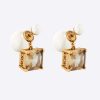 Replica Dior Women Tribales Earrings Gold-Finish Metal and Light Blue Transparent Resin Pearls 10