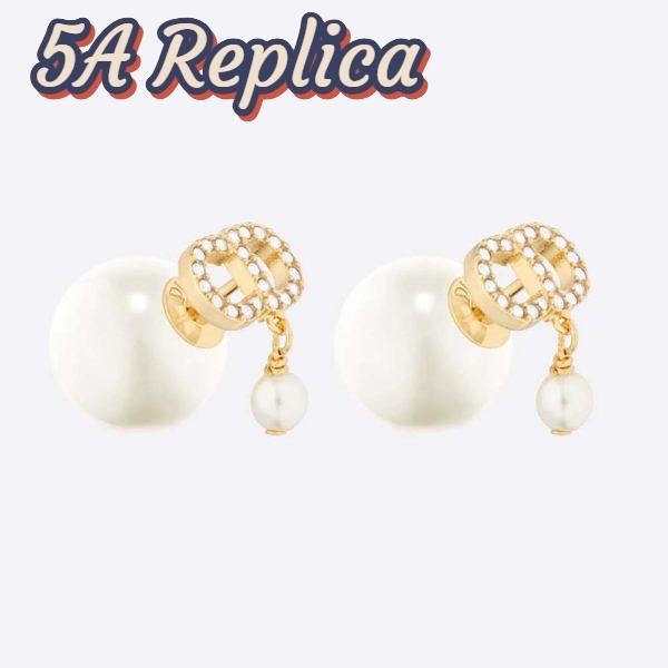 Replica Dior Women Tribales Earrings Gold-Finish Metal-White 2