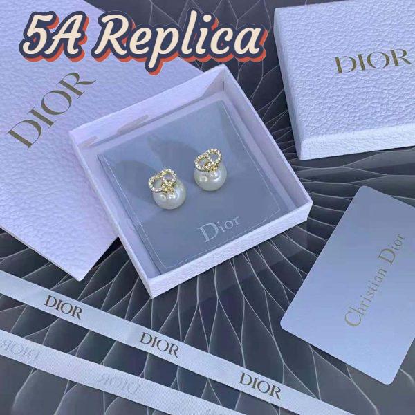 Replica Dior Women Tribales Earrings Gold-Finish Metal-White 3