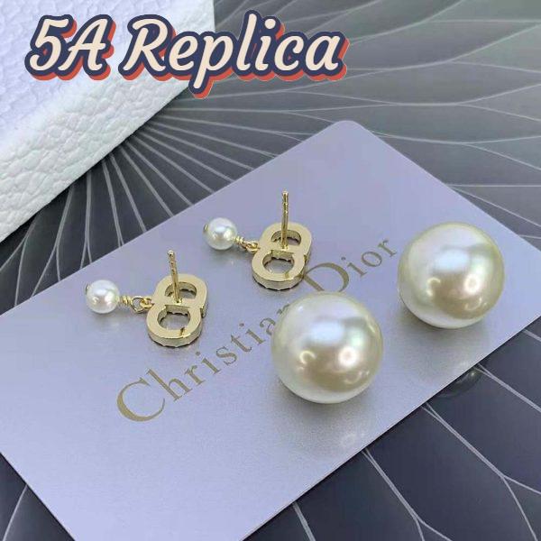 Replica Dior Women Tribales Earrings Gold-Finish Metal-White 4