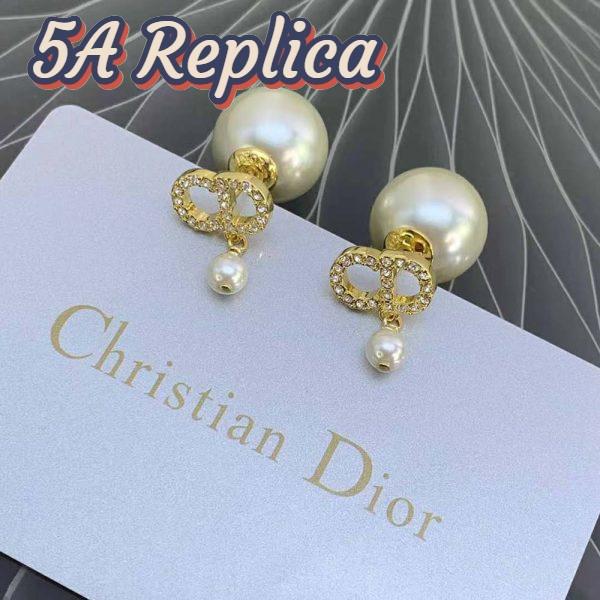 Replica Dior Women Tribales Earrings Gold-Finish Metal-White 5