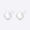 Replica Dior Women Tribales Earrings Silver-Finish Metal with White Resin Pearls 12