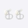 Replica Dior Women Tribales Earrings Silver-Finish Metal with White Resin Pearls 11