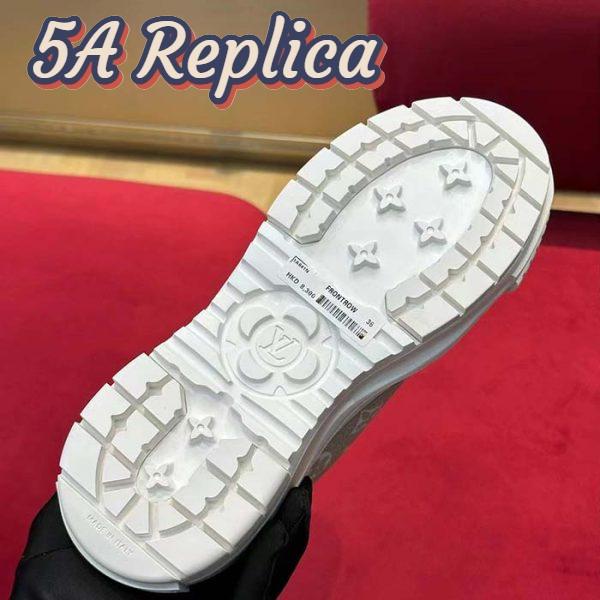 Replica Louis Vuitton Women LV Squad Sneaker Boot Beige Monogram Denim Circle Double Laces 10