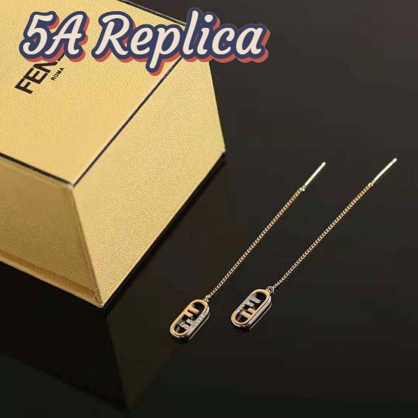 Replica Fendi Women Fine Chain Earrings with Fendi O’Lock Pendant 4