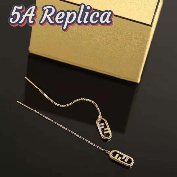 Replica Fendi Women Fine Chain Earrings with Fendi O’Lock Pendant 5