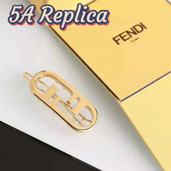 Replica Fendi Women Hair Clip with Fendi O’Lock Motif-Gold 3