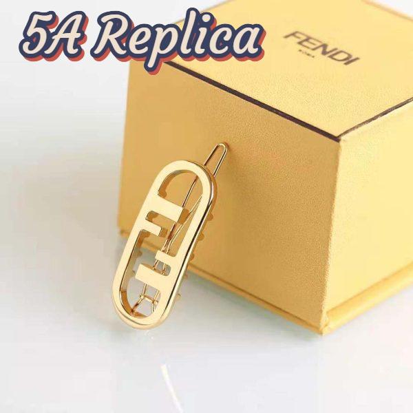 Replica Fendi Women Hair Clip with Fendi O’Lock Motif-Gold 4