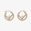 Replica Fendi Women Hoop Earrings with FF Motif Gold-Colored 11