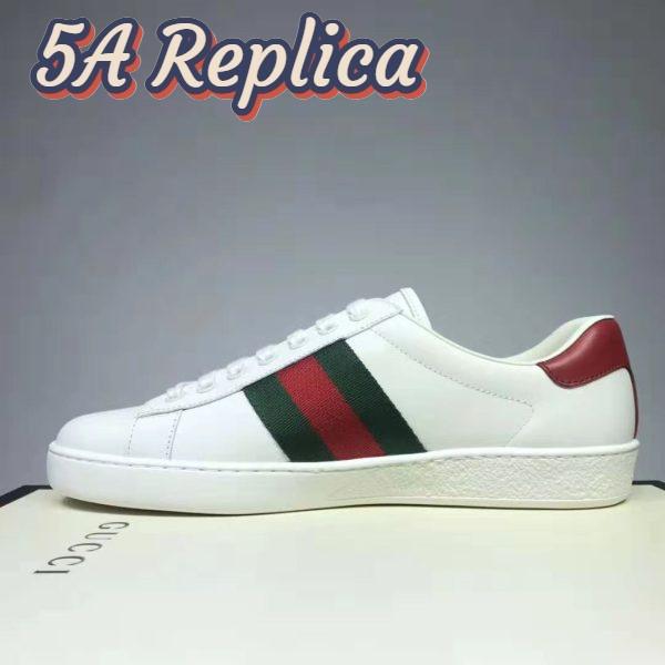 Replica Gucci GG Unisex Ace Sneaker with Cherry White Leather Green Red Web 4