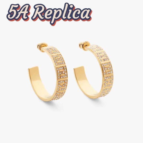 Replica Fendi Women Hoop Earrings with FF Motif Gold-Colored 2