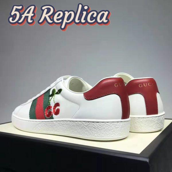 Replica Gucci GG Unisex Ace Sneaker with Cherry White Leather Green Red Web 8