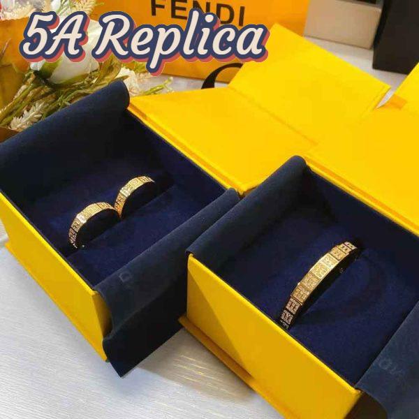 Replica Fendi Women Hoop Earrings with FF Motif Gold-Colored 4