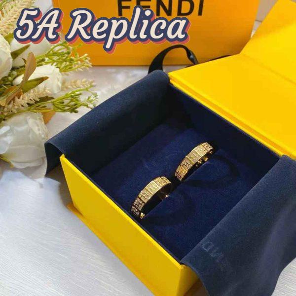 Replica Fendi Women Hoop Earrings with FF Motif Gold-Colored 6