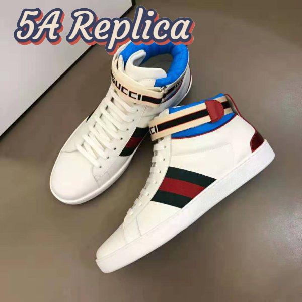 Replica Gucci Unisex Ace Gucci Stripe High-Top Sneaker in 5.1 cm Height-White 2