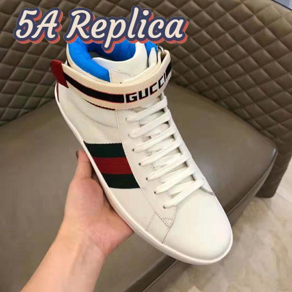 Replica Gucci Unisex Ace Gucci Stripe High-Top Sneaker in 5.1 cm Height-White 7